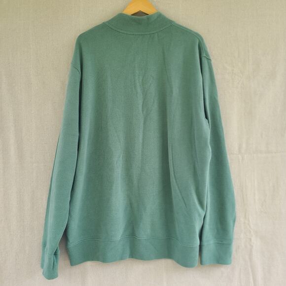 NWOT Lands End Mens Bedford Rib Quarter Zip Sweater Green Soft Pullover Size XXL - Picture 3 of 10
